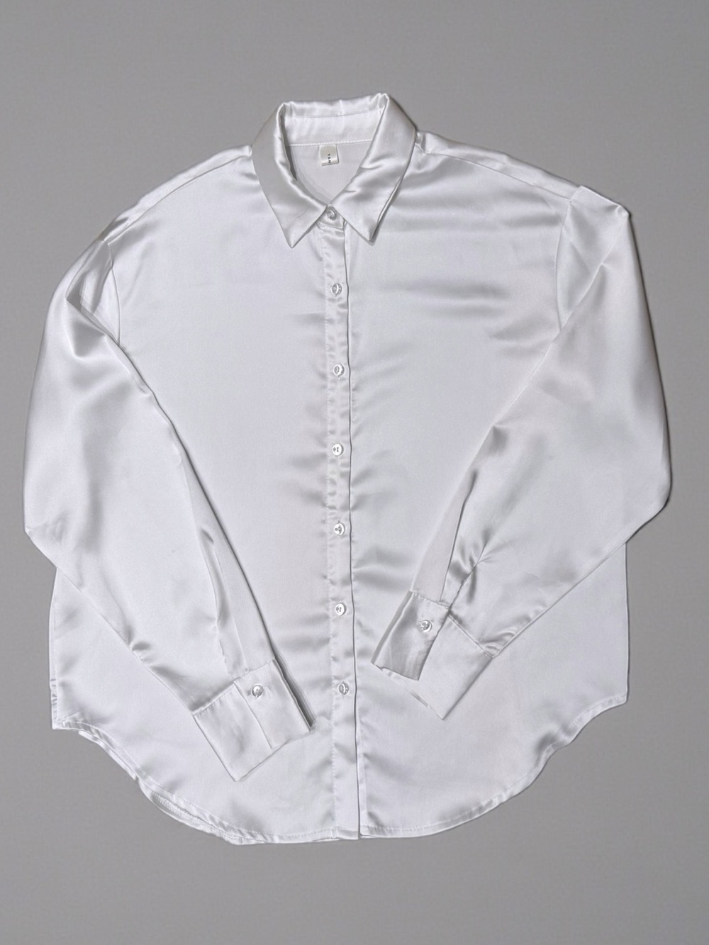 White Satin Oversized Button-Up Shirt Women’s